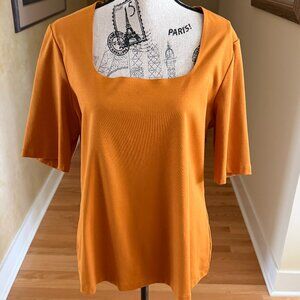 Lafayette 148 New York Burnt Orange Scoop Neck Top Size XXL